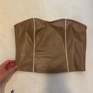 Cider Brown Faux Leather Bustier Skirt